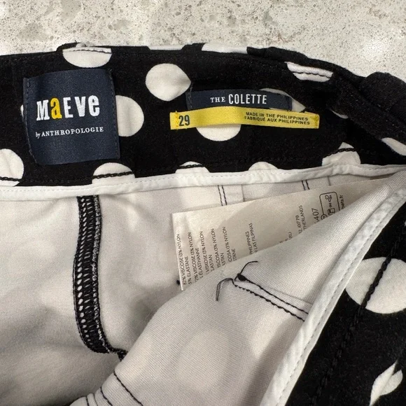 Maeve Anthropologie Colette Ponte Pants 29 Black White Polka Dot - Picture 3 of 3